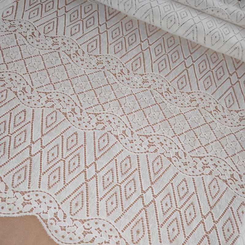 Мереживна тканина "Angelo" з натуральною ниткою 5160_02 Молочний