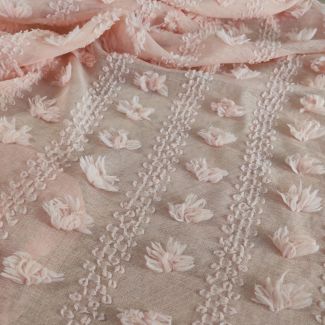 Креп шифон "Breeze" з великим, об'ємним декором (1101_06) Пудра