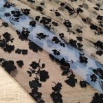 Сітка "Zara XL Flowers" (221_13), флокове напилення на сіро-блакитній сітці