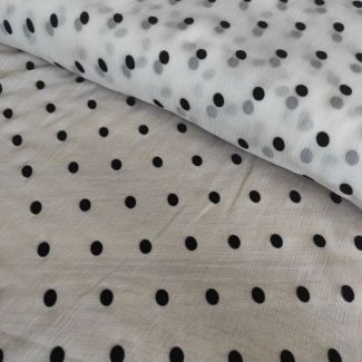 Шифон муар "Горох" з флоковим напиленням (1102_02), молочний