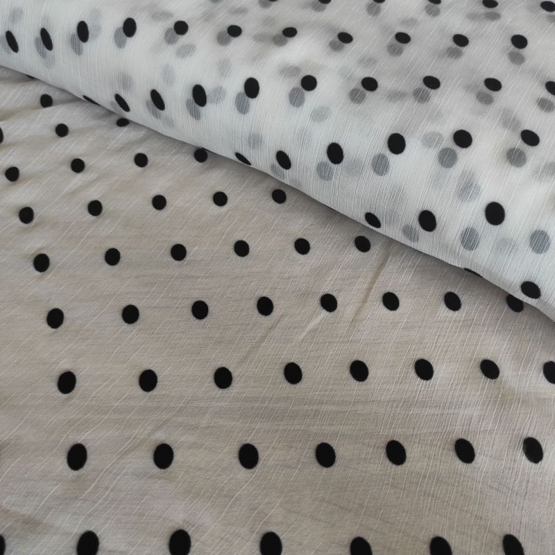 Шифон муар "Горох" з флоковим напиленням (1102_02), молочний