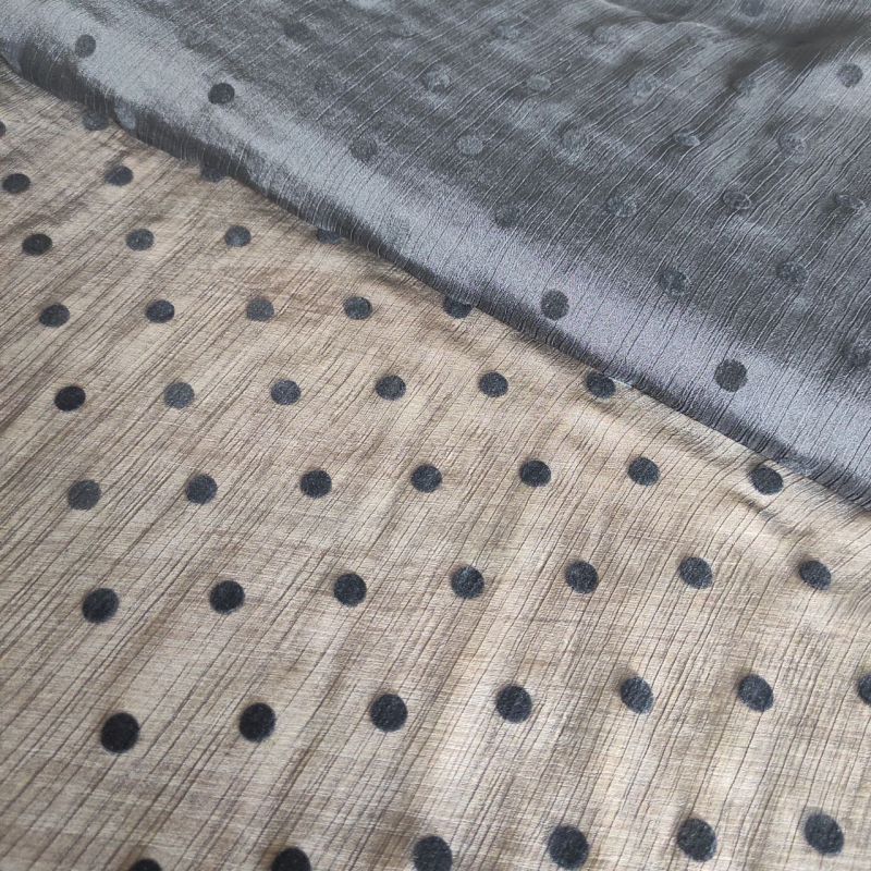 Шифон муар "Горох" із флоковим напиленням (1102_01), чорний