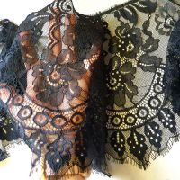 Мереживо французьке з кордовою ниткою 25 см S67-1_01 Чорний