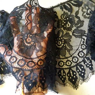 Мереживо французьке з кордовою ниткою 25 см S67-1_01 Чорний