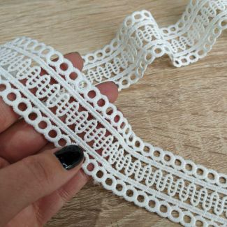Мереживо натуральне 3,5 см 0175_02 FW20 Білий