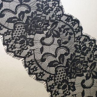 Мереживо французьке "Троянда" 19 см 169_01 Чорний