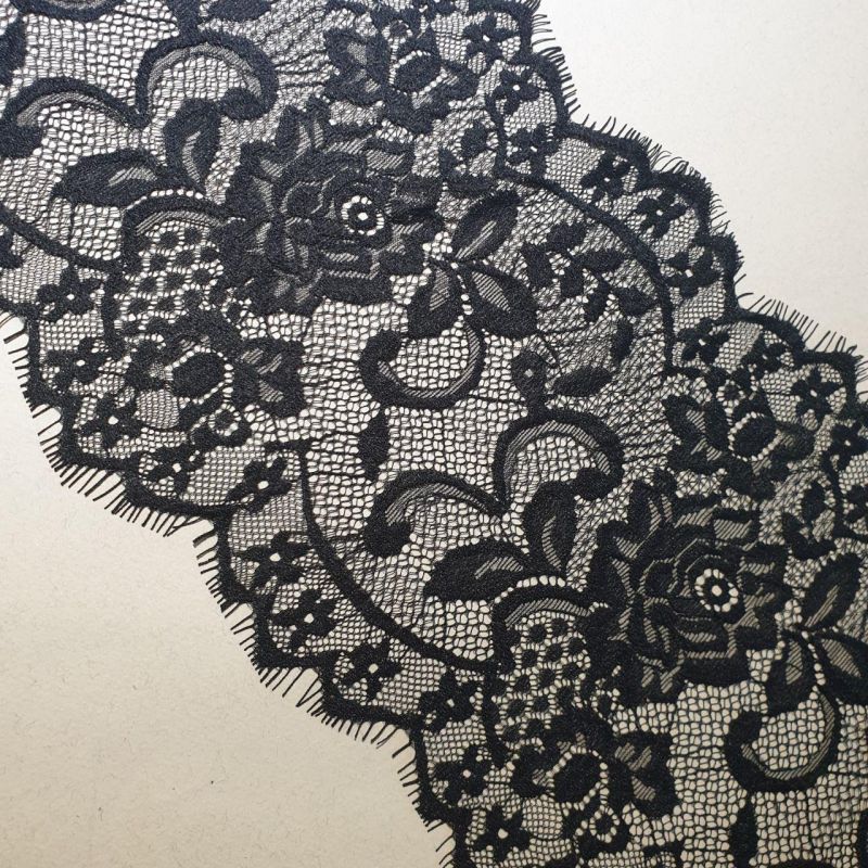 Мереживо французьке "Троянда" 19 см 169_01 Чорний