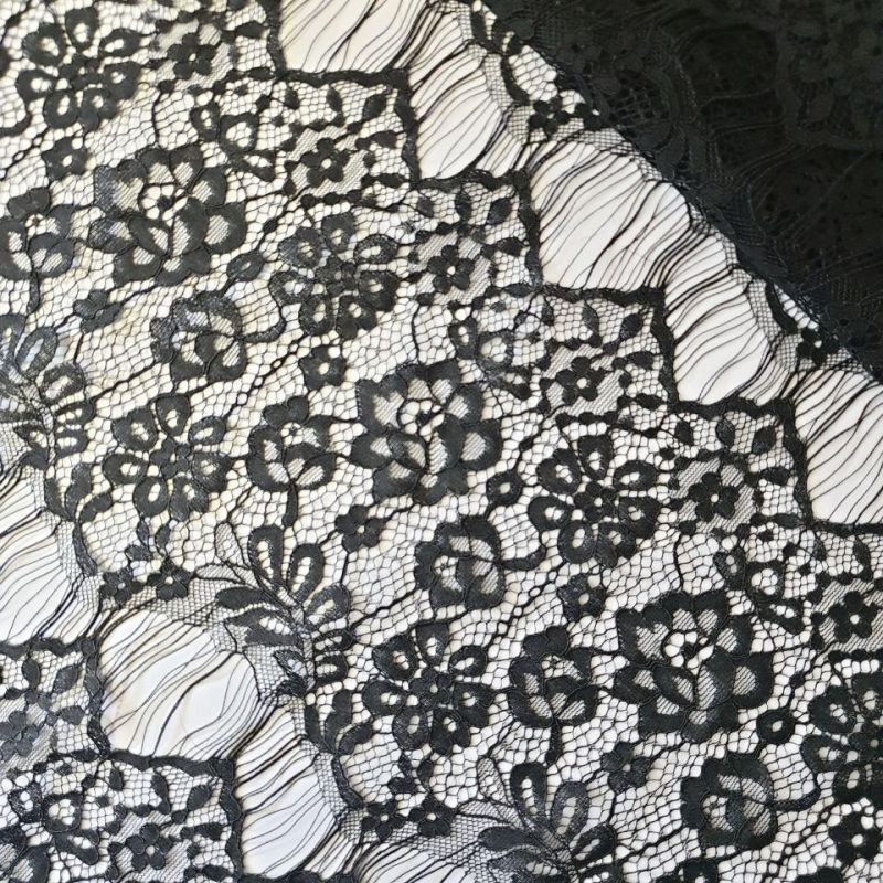 Мереживна тканина "Spring" з кордовою ниткою 1066_01 Чорний