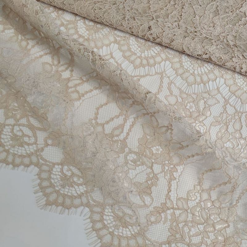 Мереживна тканина "Stella" з кордовою ниткою 70190G_04 Кремовий