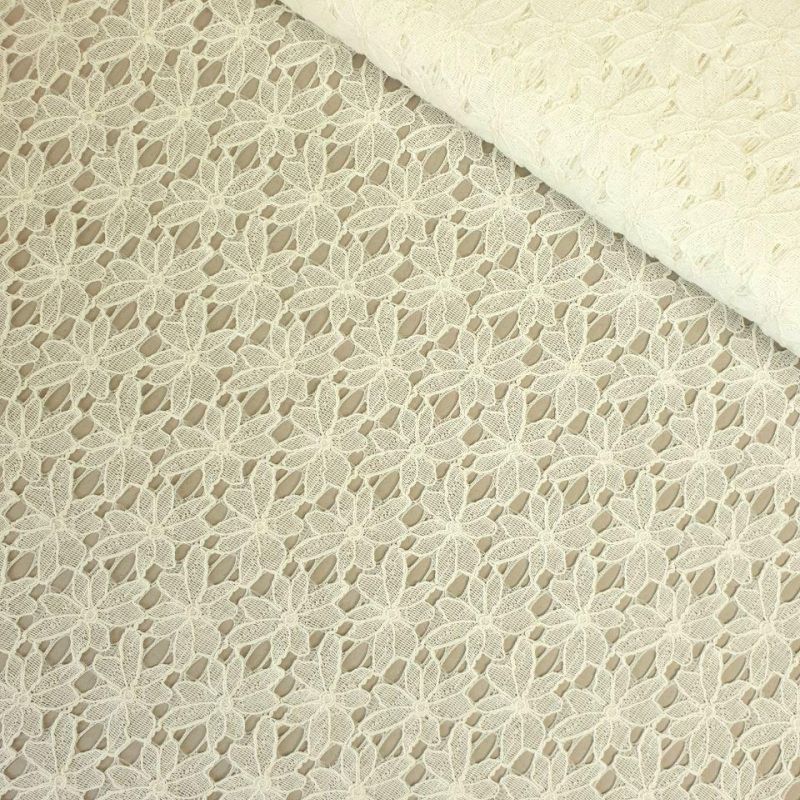 Мереживна тканина "Flora" з натуральною ниткою 2739_02 Молоко