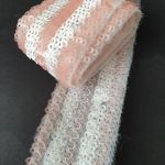 Тасьма з паєтками 3,5 см, Рожевий-Білий