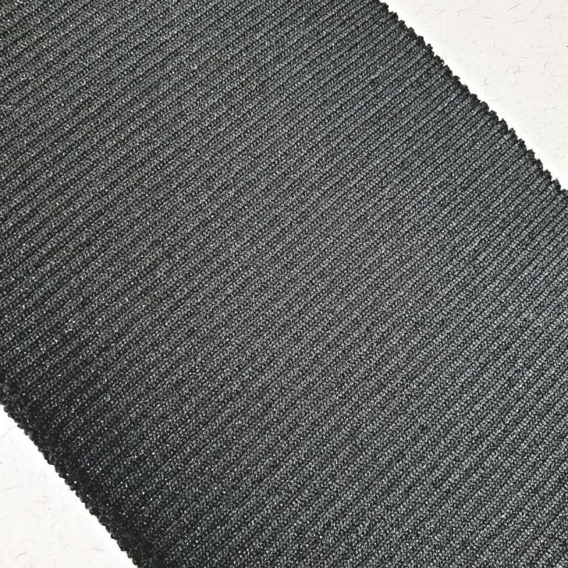 Манжет (дов'яз) трикотажний 10*75 см (3205) Чорний/Срібло