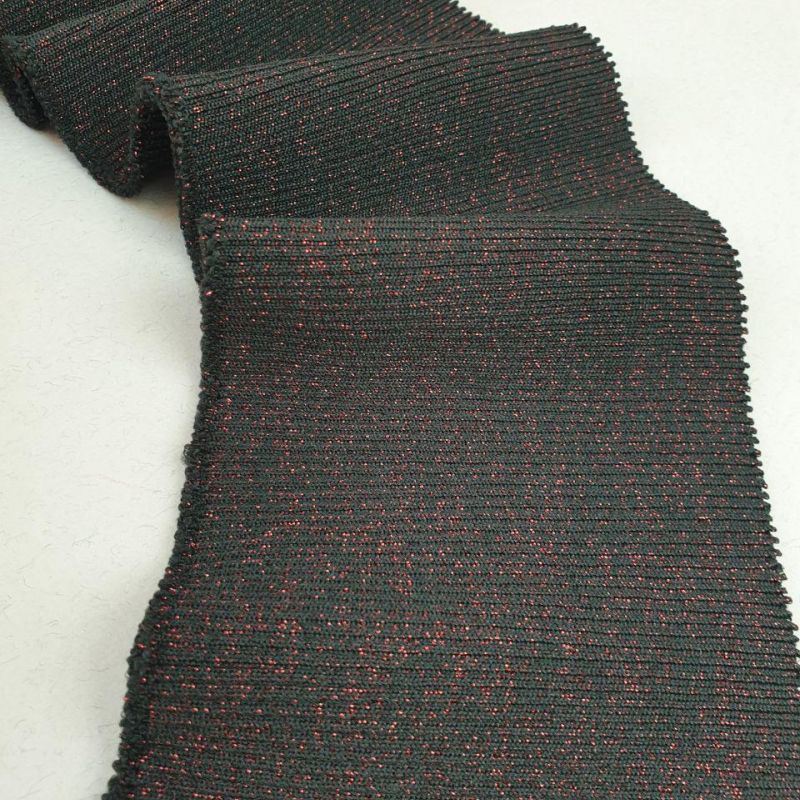 Манжет (дов'яз) трикотажний 10*75 см (3203) Чорний/Бордо