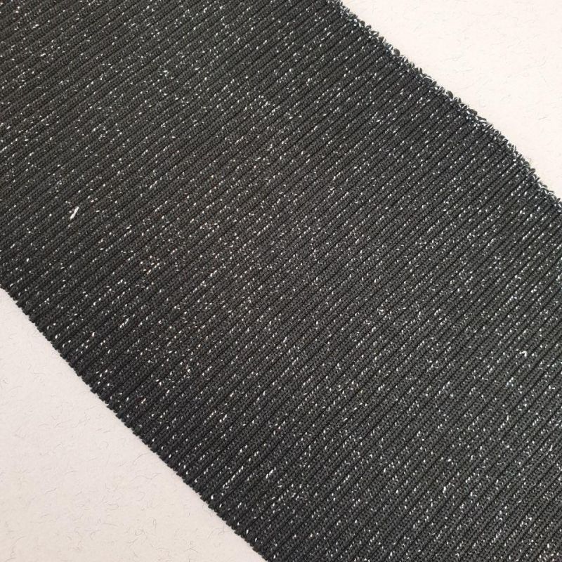 Манжет (дов'яз) трикотажний 11*80 см (3213) Чорний/Срібло