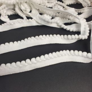 Тасьма з помпонами 0.5см, Білий