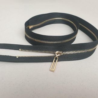 Блискавка металева №3 70 см Чорний - Золото