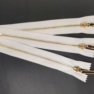 Блискавка металева №3 15 см Білий - Золото Блискавка металева №3 15 см Білий - Золото