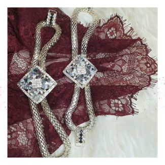 Металевий декор, пришивний з камінням 21см 