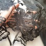 Органза "Півонія" з вишивкою та паєтками 01 Чорний