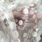 Сітка "Space" розшита паєтками з елементами органзи 1232_02 Біла