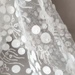 Сітка "Space" розшита паєтками з елементами органзи 1232_02 Біла