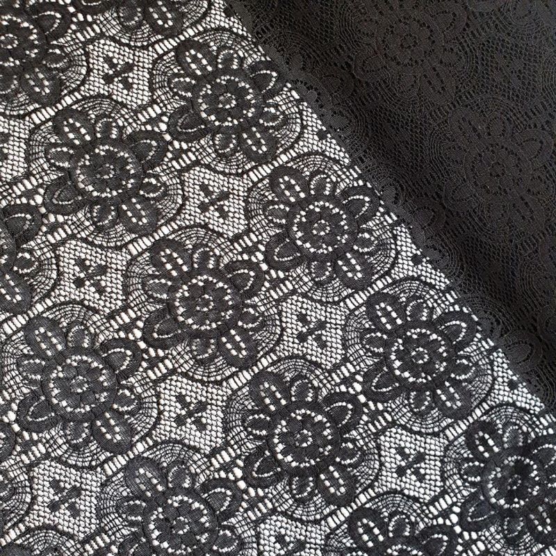 Мереживна тканина "Гібіскус" 30433_01 Чорний Мереживна тканина "Гібіскус" 30433_01 Чорний