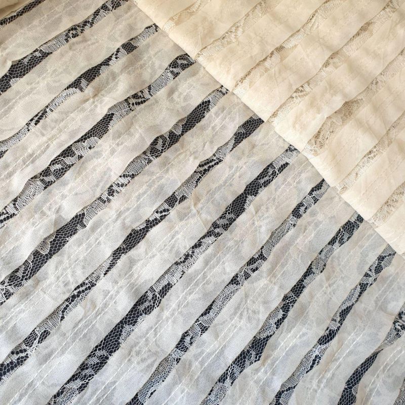 Мереживна тканина "Grace" з креповими смугами 910_04 Кремовий