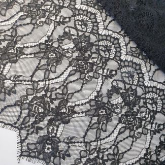 Мереживна тканина "Stella"  кордовою ниткою (70190G_01) Чорний