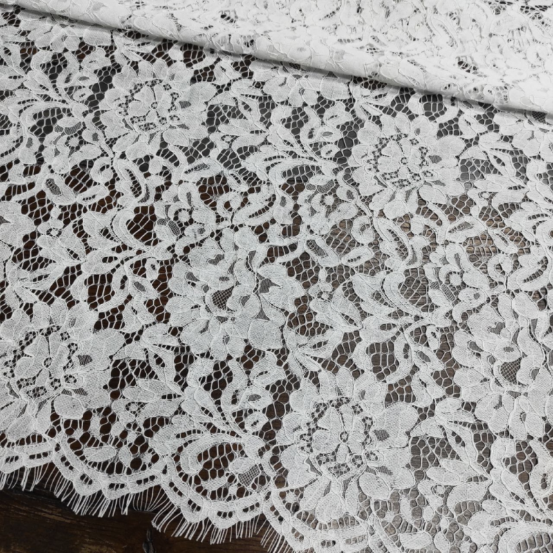 Мереживна тканина "Valentino" з кордовою ниткою 11611_02 Білий