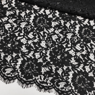 Мереживна тканина "Valentino" з кордовою ниткою 11611_01 Чорний