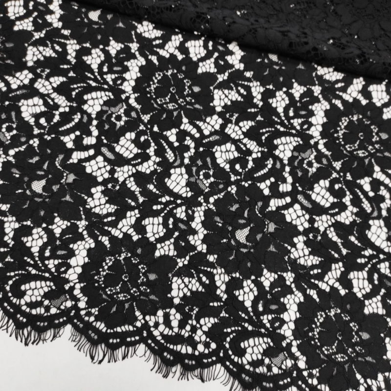 Мереживна тканина "Valentino" з кордовою ниткою 11611_01 Чорний