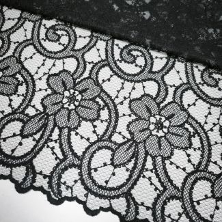 Сітка AMANDA ns01_01 чорна тканина з квітковою вишивкою