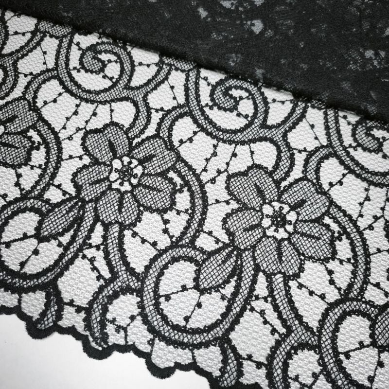 Сітка AMANDA ns01_01 чорна тканина з квітковою вишивкою