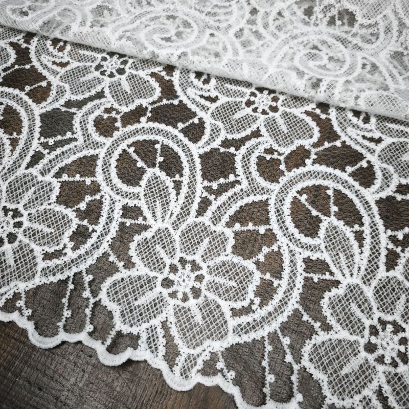 Сітка AMANDA ns01_02 молочна тканина з квітковою вишивкою