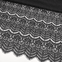 Мереживна тканина "Bloom" з кордовою ниткою (5152-1_01) Чорна