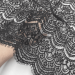 Мереживна тканина "Bloom" з кордовою ниткою 5152-1_01 Чорна