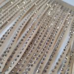 Бахрома замшева 15 см, стрази скло, бежевий