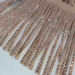 Бахрома замшева 15 см, стрази скло, рожева пудра