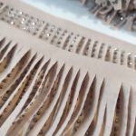 Бахрома замшева 15 см, стрази скло, рожева пудра