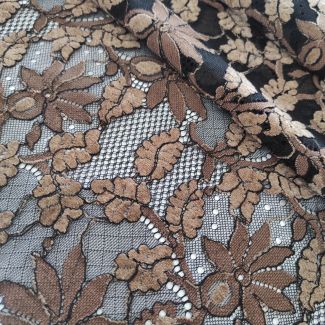 Мереживна тканина з велюром "Cinnamon" (3127_01/04), чорний Мереживна тканина з велюром "Cinnamon" (3127_01/04), чорний