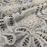 Органза тенсел "IDA" (S36_04) біколор, Крем - тканина з вишивкою