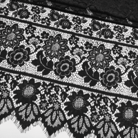 Мереживна тканина "Joli" з натуральною ниткою (1609_01) Чорний