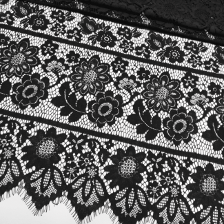 Мереживна тканина "Joli" з натуральною ниткою 1609_01 Чорний