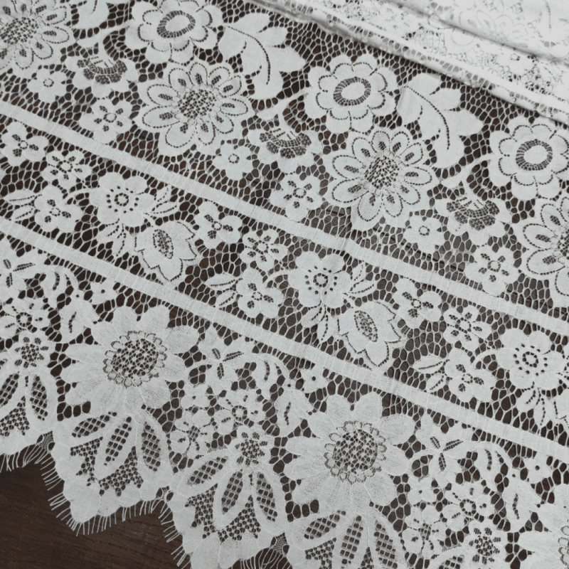 Мереживна тканина "Joli" з натуральною ниткою 1609_02 Білий Мереживна тканина "Joli" з натуральною ниткою 1609_02 Білий