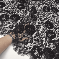 Гіпюр оксамитовий "MONA", купон (1810_01), чорний