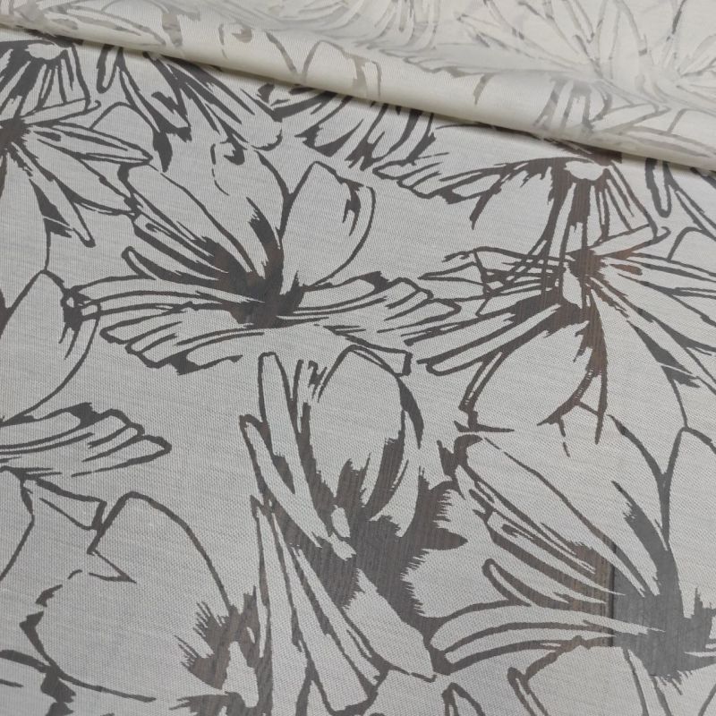 Органза декатована "Taira" (9950_04) Кремовий - напівпрозора тканина з квітковим візерунком