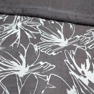 Органза декатована "Taira" (9950_16) Шоколадний - напівпрозора тканина з квітковим візерунком