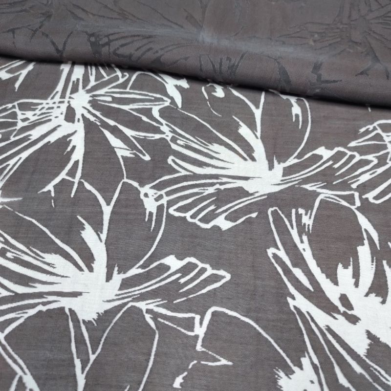 Органза декатована "Taira" (9950_16) Шоколадний - напівпрозора тканина з квітковим візерунком