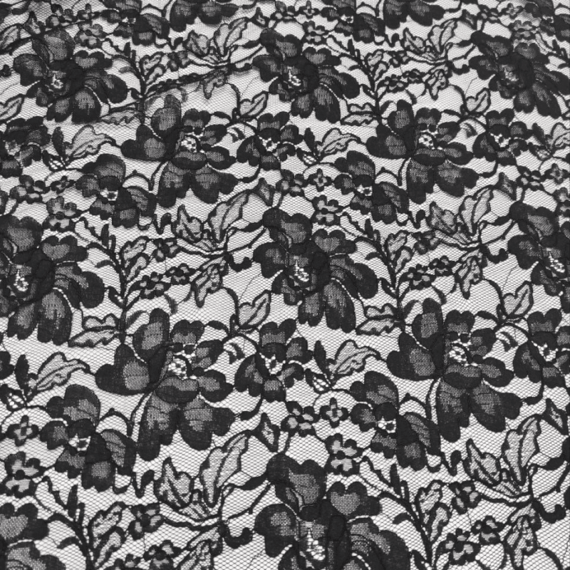 Мереживна тканина "Vivien" з кордовою ниткою 8025_01 Чорний
