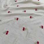 Органза віскозна з вишивкою "CHERRY" (1105_02) Вершковий